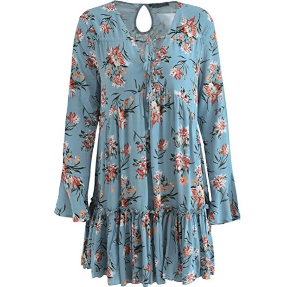 🆕WOT Blue Floral Tunic Top (Fits S/M)